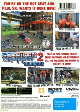 American Chopper 2 Full Throttle (USA) box cover back